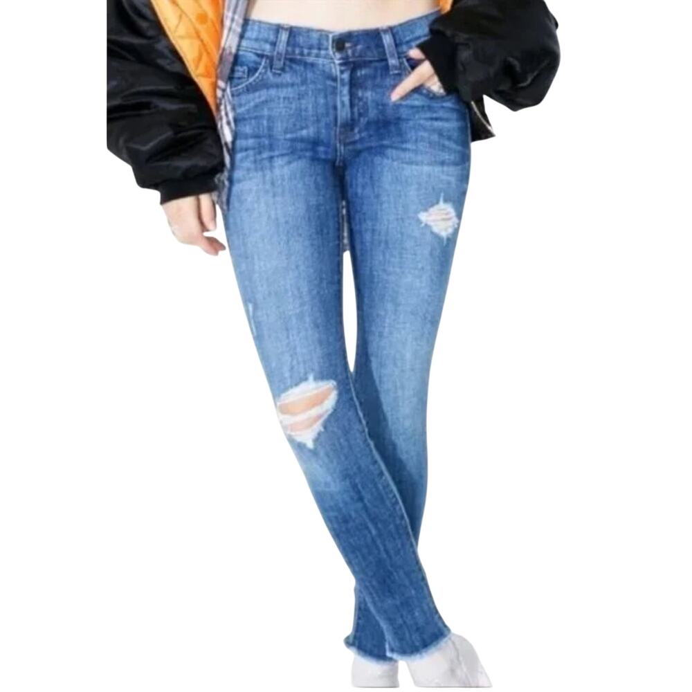 Pistola Skinny Crop Jeans Distressed Raw Hem Blue Denim Size 28 Ankle